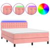 vidaXL &Kappa;&rho;&epsilon;&beta;ά&tau;&iota; Boxspring &mu;&epsilon; &Sigma;&tau;&rho;ώ&mu;&alpha; & LED &Rho;&omicron;&zeta; 140x190 &epsilon;&kappa;. &Beta;&epsilon;&lambda;&omicron;ύ&delta;&iota;&nu;&omicron;
