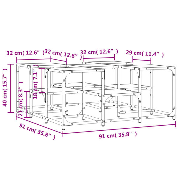 vidaXL Τραπεζάκι Σαλονιού Καπνιστή Δρυς 91x91x40 εκ. Επεξεργασμ. Ξύλο
