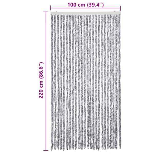 vidaXL Σήτα - Κουρτίνα Πόρτας Λευκό / Γκρι 100 x 220 εκ. από Σενίλ