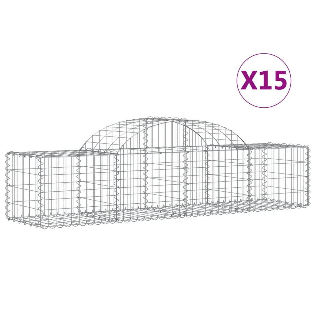 vidaXL Συρματοκιβώτια Τοξωτά 15 τεμ. 200x50x40/60 εκ. Γαλβαν. Ατσάλι