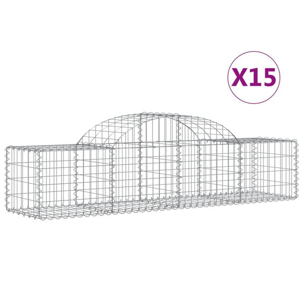 vidaXL Συρματοκιβώτια Τοξωτά 15 τεμ. 200x50x40/60 εκ. Γαλβαν. Ατσάλι