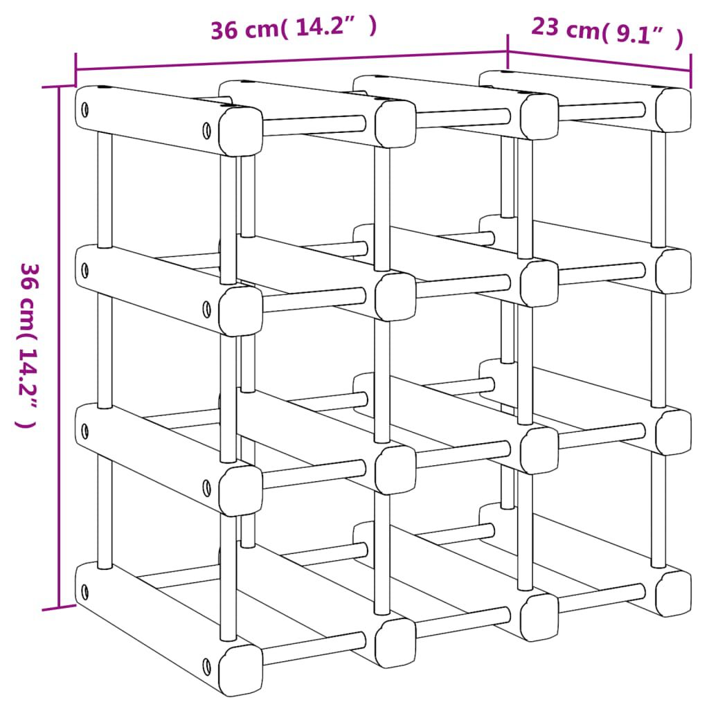 vidaXL Ραφιέρα Κρασιών για 12 Μπουκάλια 36x23x36 εκ. Μασίφ Ξύλο Πεύκου