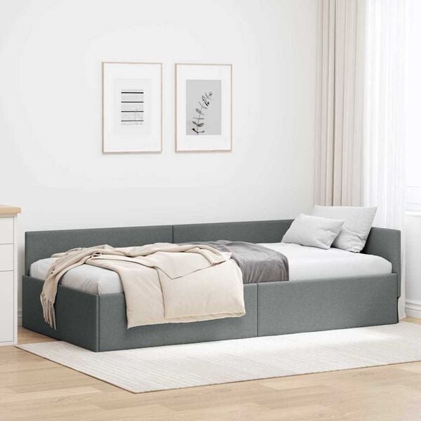 vidaXL Κρεβάτι Γωνίας Σκούρο γκρι 80 x 200 cm Ύφασμα και Έργο ξύλου