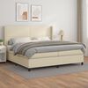 vidaXL Κρεβάτι Boxspring με Στρώμα Κρεμ 200x200 εκ. Συνθετικό Δέρμα