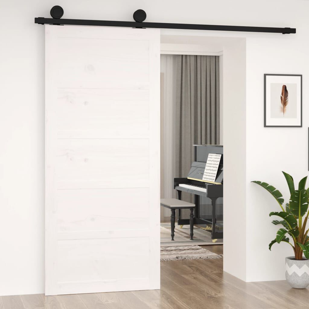 vidaXL Πόρτα Αχυρώνα Λευκή 90x1,8x204,5 εκ. από Μασίφ Ξύλο Πεύκου
