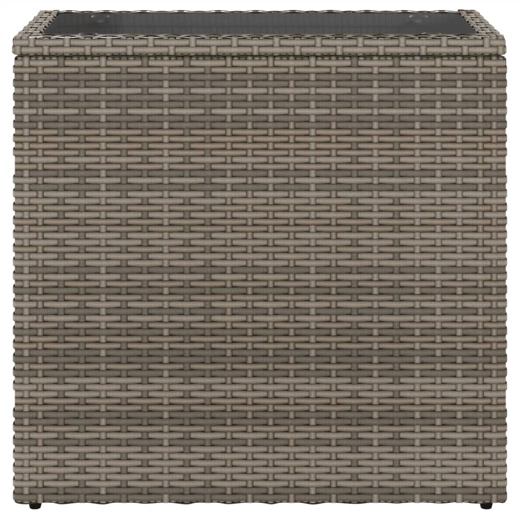 vidaXL Τραπέζι Κήπου με Γυάλινη Επιφ. Γκρι 58x27,5x55 εκ. Συνθ. Ρατάν