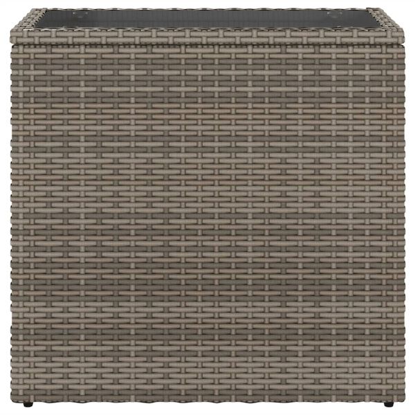 vidaXL Τραπέζι Κήπου με Γυάλινη Επιφ. Γκρι 58x27,5x55 εκ. Συνθ. Ρατάν