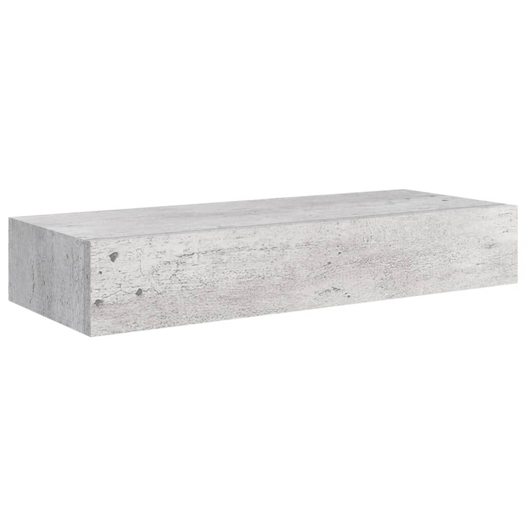 vidaXL Ράφι Επιτοίχιο με Συρτάρι Γκρι Σκυρ. 60 x 23,5 x 10 εκ. από MDF