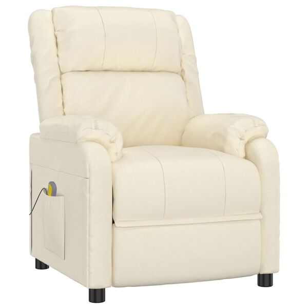 vidaXL Πολυθρόνα Μασάζ Κρεμ από Συνθετικό Δέρμα