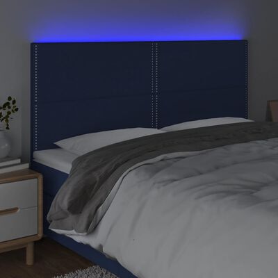 vidaXL Κεφαλάρι Κρεβατιού LED Μπλε 160x5x118/128 εκ. Υφασμάτινο