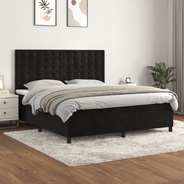 vidaXL &Kappa;&rho;&epsilon;&beta;ά&tau;&iota; Boxspring &mu;&epsilon; &Sigma;&tau;&rho;ώ&mu;&alpha; &Mu;&alpha;ύ&rho;&omicron; 160x200 &epsilon;&kappa;. &Beta;&epsilon;&lambda;&omicron;ύ&delta;&iota;&nu;&omicron;