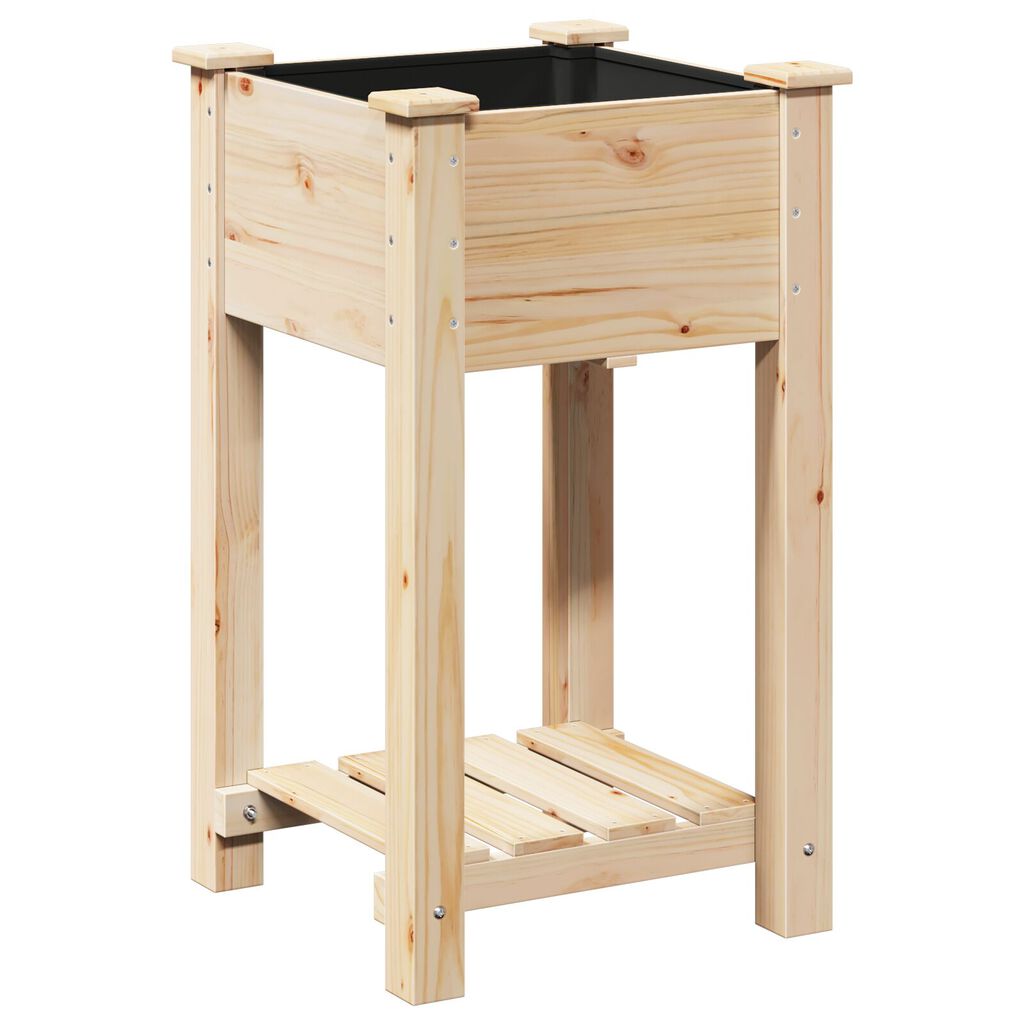 vidaXL Γλάστρα Κήπου με Ράφι 45x45x76 εκ. Μασίφ Ξύλο Πεύκου