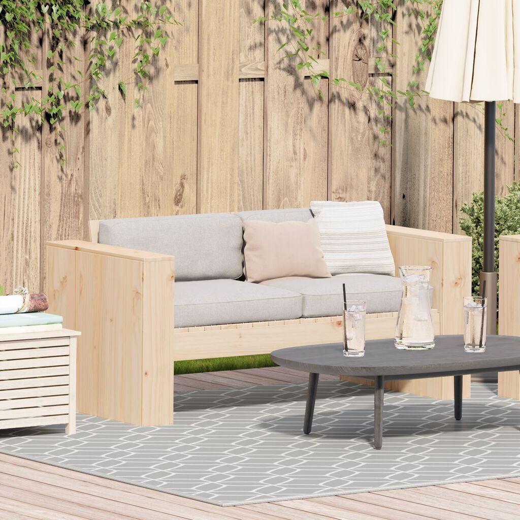 vidaXL Διθέσιος Καναπές Κήπου 134x60x62 εκ. Μασίφ Ξύλο Πεύκου