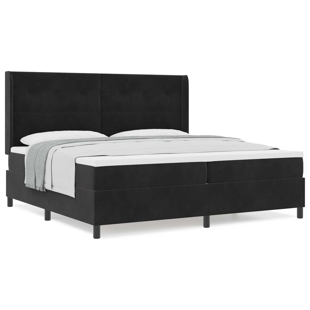 κρεβάτι Box Spring vidaXL με στρώμα Μαύρο 200x200 εκ Βελούδο