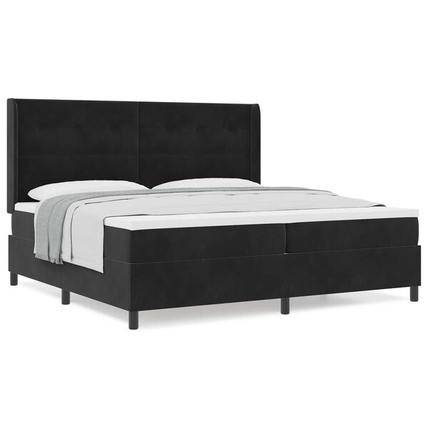 κρεβάτι Box Spring vidaXL με στρώμα Μαύρο 200x200 εκ Βελούδο