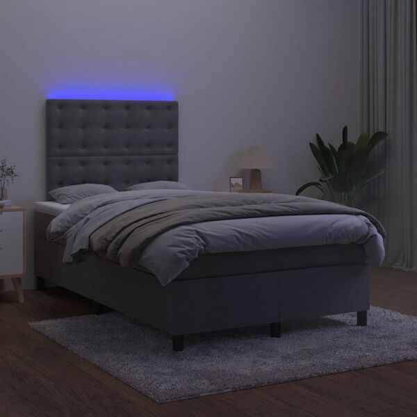 vidaXL &Kappa;&rho;&epsilon;&beta;ά&tau;&iota; Boxspring &mu;&epsilon; &Sigma;&tau;&rho;ώ&mu;&alpha; & LED &Sigma;&kappa;.&Gamma;&kappa;&rho;&iota; 120x190&epsilon;&kappa;. &Beta;&epsilon;&lambda;&omicron;ύ&delta;&iota;&nu;&omicron;