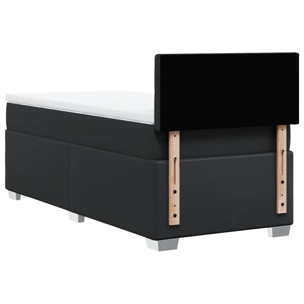 vidaXL Κρεβάτι Boxspring με Στρώμα Μαύρο 90x190εκ. από Συνθετικό Δέρμα