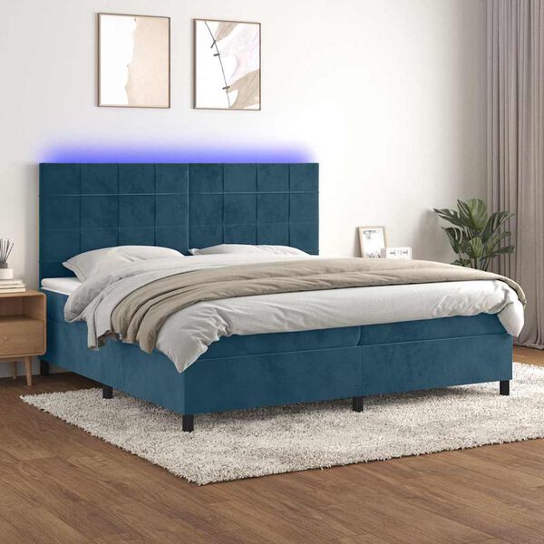 vidaXL &Kappa;&rho;&epsilon;&beta;ά&tau;&iota; Boxspring &mu;&epsilon; &Sigma;&tau;&rho;ώ&mu;&alpha; & LED &Sigma;&kappa;. &Mu;&pi;&lambda;&epsilon; 200x200&epsilon;&kappa;. &Beta;&epsilon;&lambda;&omicron;ύ&delta;&iota;&nu;&omicron;