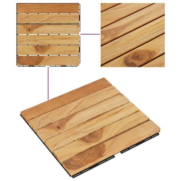 vidaXL Πλακάκια Deck Κάθετο Σχέδιο 10 τεμ. 30x30 εκ. Μασίφ Ξύλο Teak