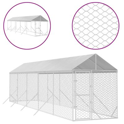 vidaXL Κλουβί Σκύλου Εξ. Χώρου με Οροφή Ασημί 2x10x2,5 μ. Γαλβ. Ατσάλι