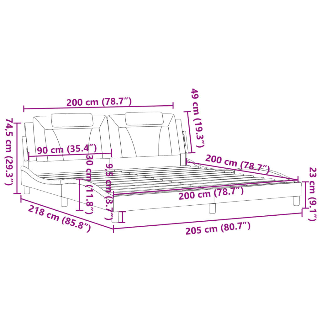 vidaXL Πλαίσιο Κρεβατιού με Κεφαλάρι Καφέ 200x200 εκ. Συνθετικό Δέρμα