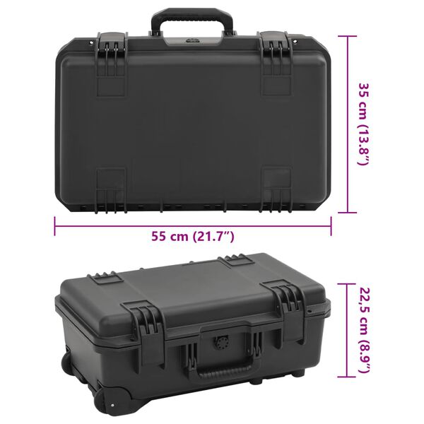 vidaXL Θήκη Πτήσης Φορητή Μαύρη 55x35x22,5 εκ. από Πολυπροπυλένιο