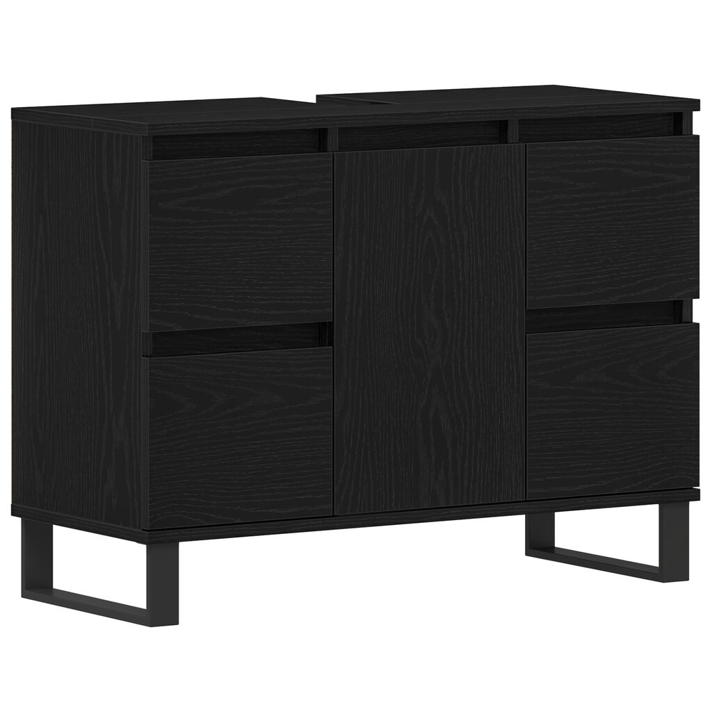 vidaXL Ντουλάπι για νιπτήρα Μαύρο Δρυς 80x33x60 εκ Επεξεργασμένο ξύλο