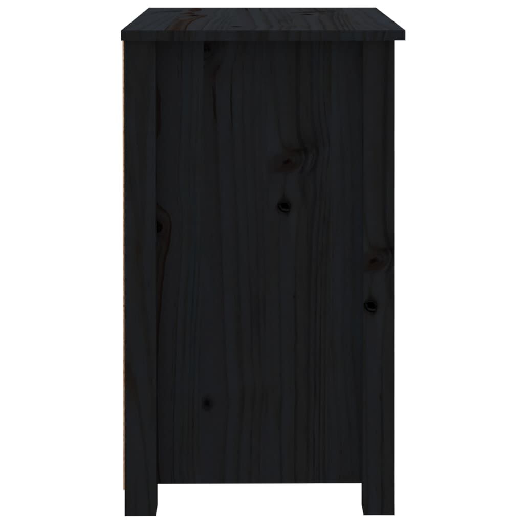 vidaXL Κομοδίνο Μαύρο 50 x 35 x 61,5 εκ. από Μασίφ Ξύλο Πεύκου