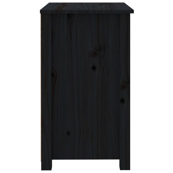 vidaXL Κομοδίνο Μαύρο 50 x 35 x 61,5 εκ. από Μασίφ Ξύλο Πεύκου