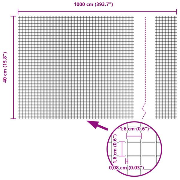 vidaXL Φράκτης Συρμάτινου Πράσινος 0.4 x 10 μ. Ατσάλι