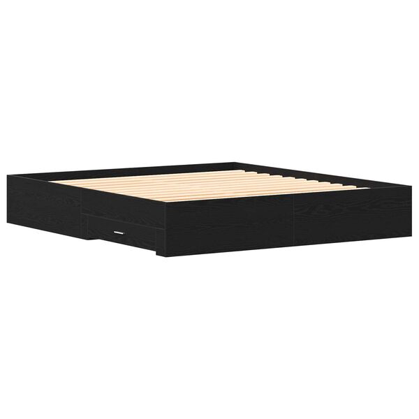 vidaXL Κρεβάτι με Συρτάρια Μαύρη Δρυς 180x200 εκ Επεξεργασμένο Ξύλο