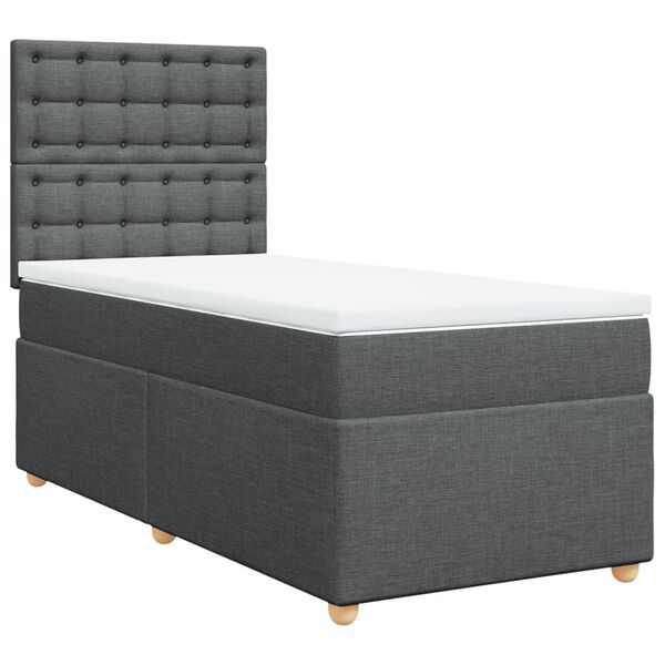 vidaXL Κρεβάτι Boxspring με Στρώμα Σκούρο Γκρι 90x190 εκ. Υφασμάτινο
