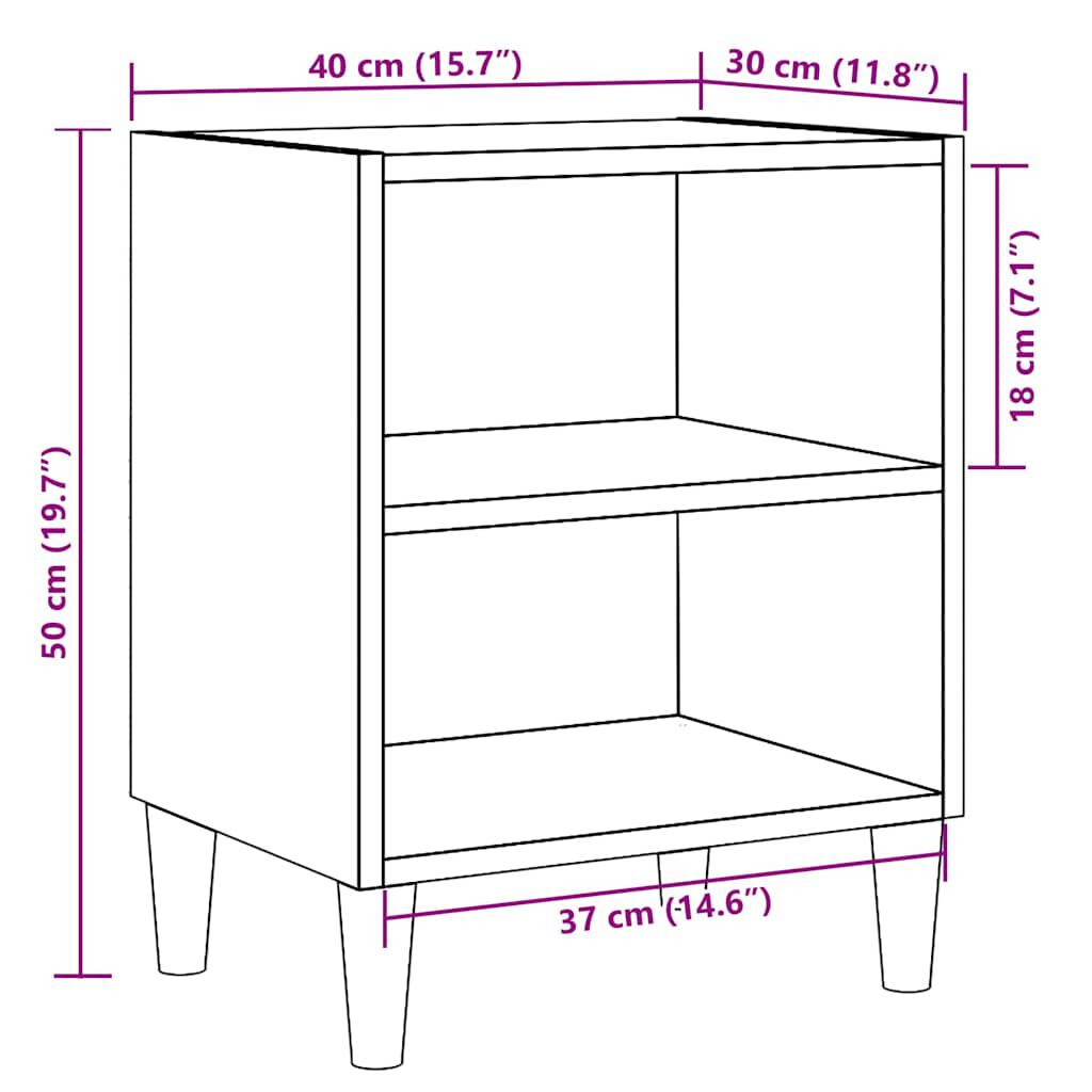 vidaXL ντουλάπι κομοδίνου Παλιό ξύλο 40x30x50 cm Κατασκευασμένο ξύλο