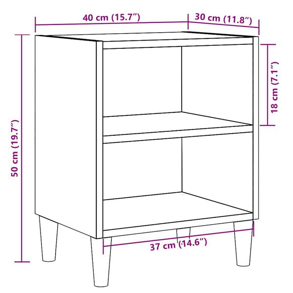 vidaXL ντουλάπι κομοδίνου Παλιό ξύλο 40x30x50 cm Κατασκευασμένο ξύλο