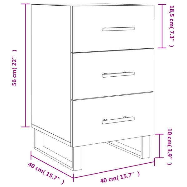 vidaXL Κομοδίνο Λευκό 40 x 40 x 66 εκ. από Επεξεργασμένο Ξύλο