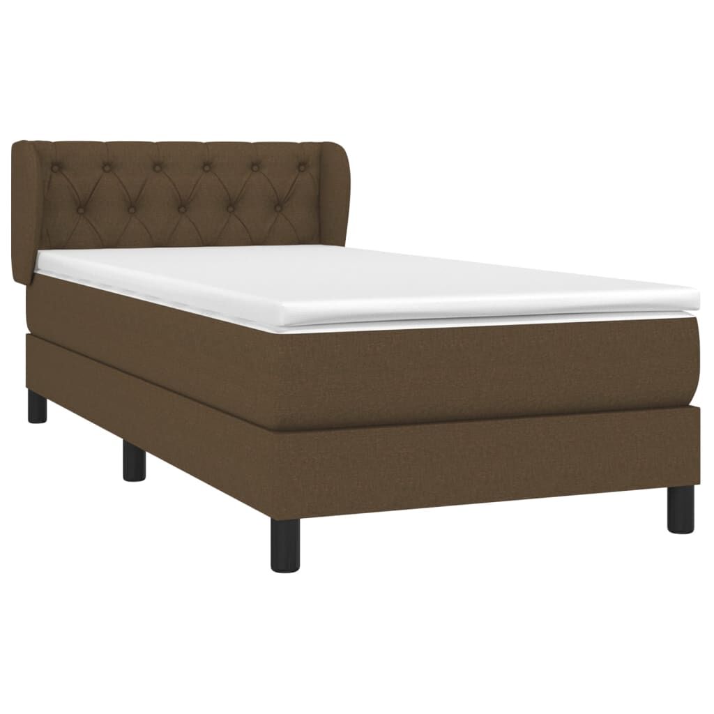 vidaXL Κρεβάτι Boxspring με Στρώμα Σκούρο Καφέ 80x200 εκ. Υφασμάτινο