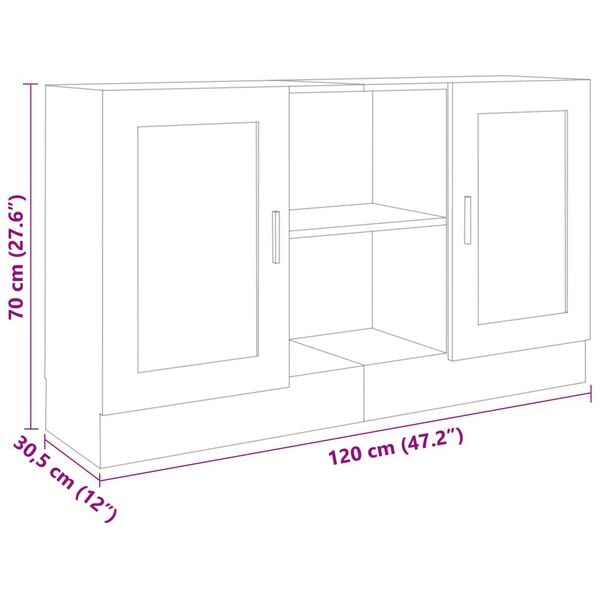 vidaXL Μπουφές Μαύρος 120 x 30,5 x 70 εκ. από Επεξ. Ξύλο