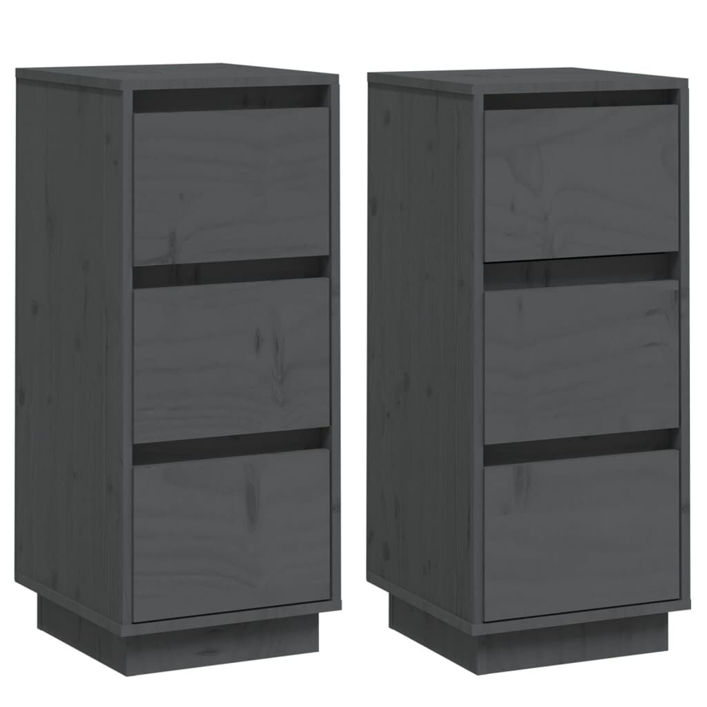 vidaXL Συρταριέρες 2 τεμ. Γκρι 32 x 34 x 75 εκ. από Μασίφ Ξύλο Πεύκου