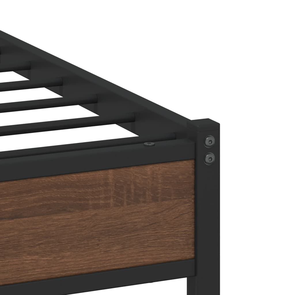 vidaXL Σκελετός Κρεβ. Χωρίς Στρώμα Καφέ Δρυς 160x200 εκ. Μεταλλικό