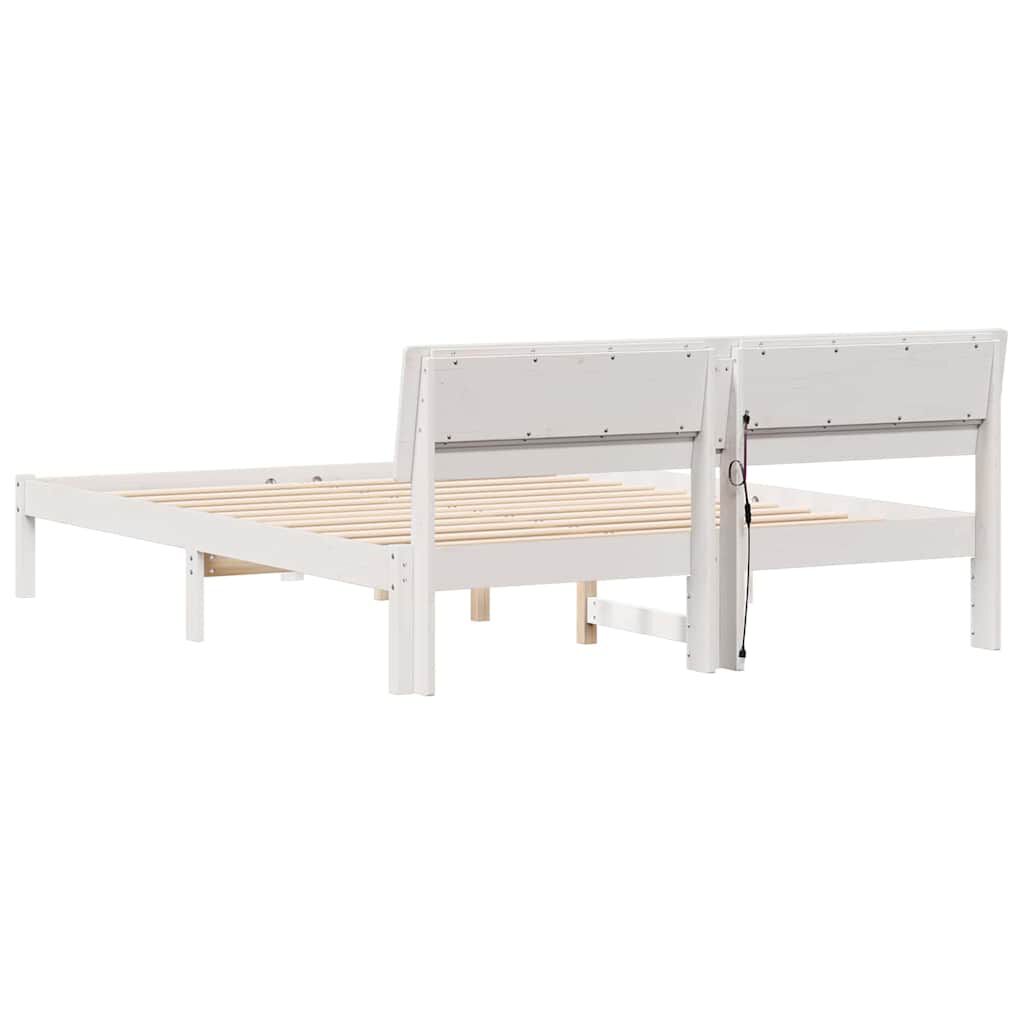 vidaXL Σκελετός Κρεβατιού Λευκό 140 x 200 cm Μασίφ ξύλο πεύκου