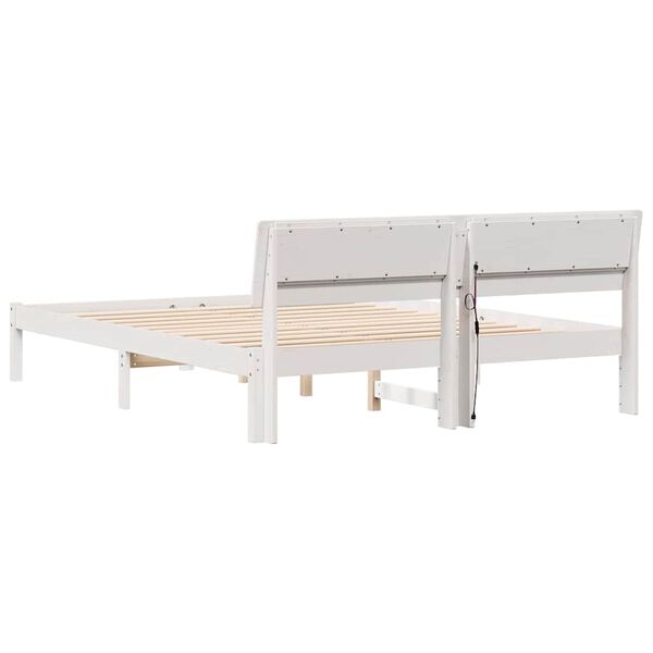 vidaXL Σκελετός Κρεβατιού Λευκό 140 x 200 cm Μασίφ ξύλο πεύκου