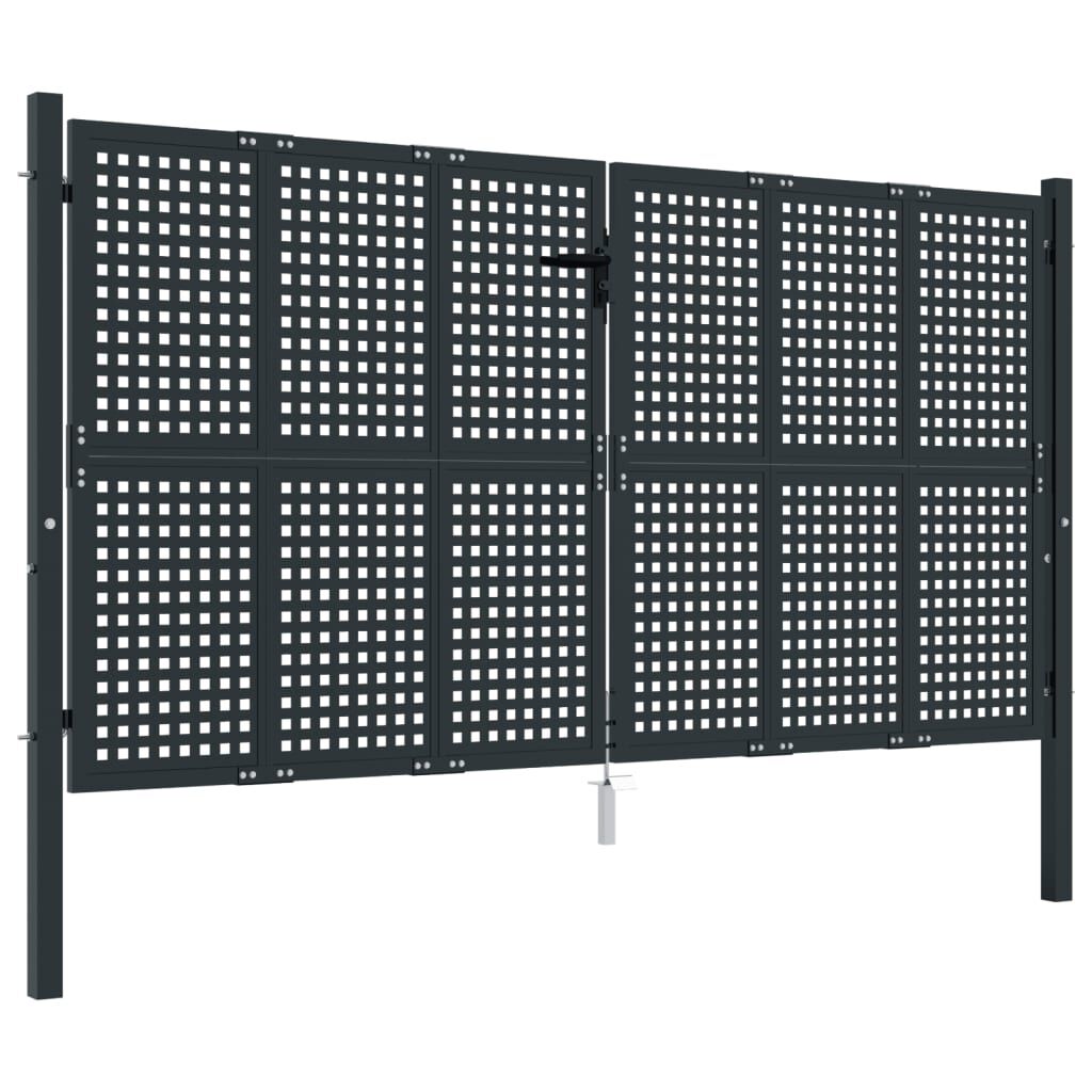 vidaXL Πύλη Κήπου Ανθρακί 300 x 125 εκ. Ατσάλινη