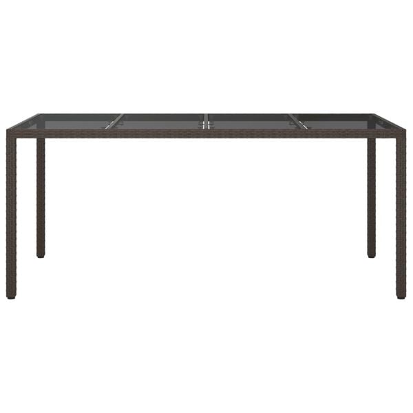 vidaXL Τραπέζι Κήπου Καφέ 190x90x75εκ από Ψημένο Γυαλί/Συνθετικό Ρατάν