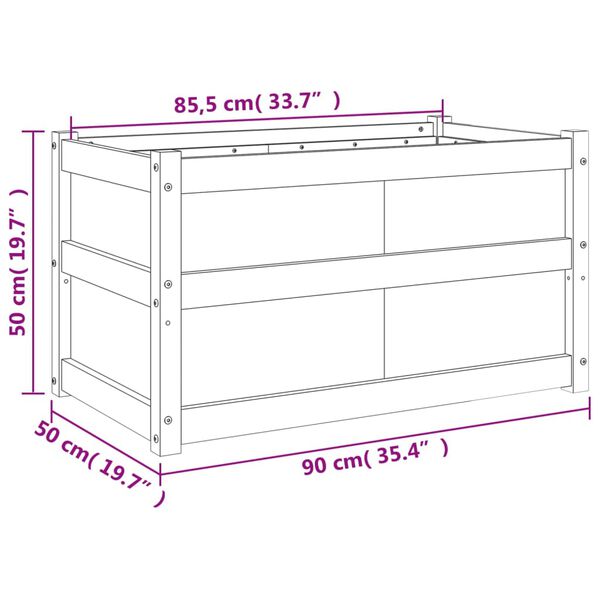 vidaXL Ζαρντινιέρα Λευκή 90 x 50 x 50 εκ. από Μασίφ Ξύλο Πεύκου