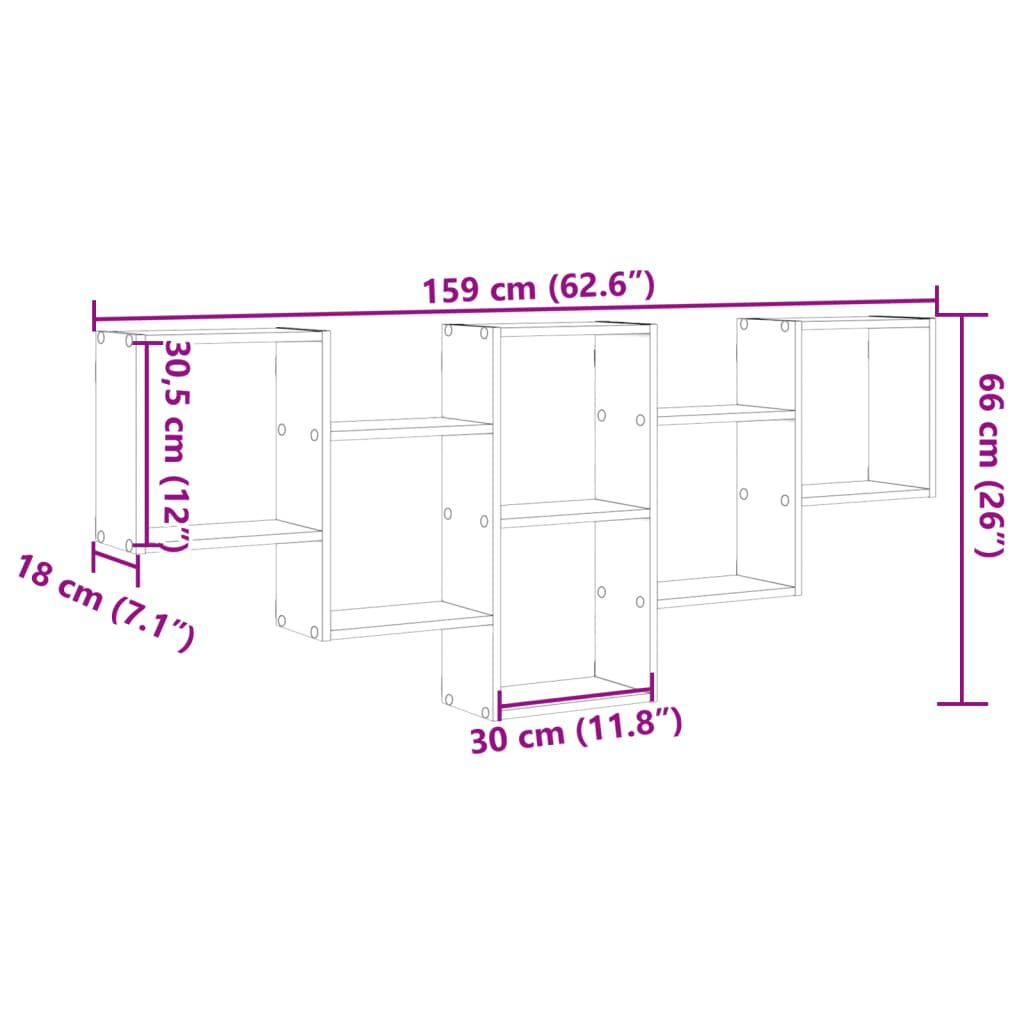 vidaXL Ραφιέρα Τοίχου Γκρι Σκυροδέματος 159x18x66 εκ. από Επεξ. Ξύλο