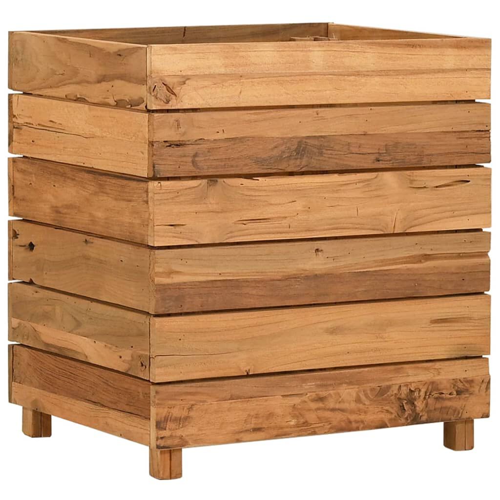 vidaXL Ζαρντινιέρα Υπερυψωμένη 50x40x55 εκ. Ανακυκλ. Ξύλο Teak/Ατσάλι