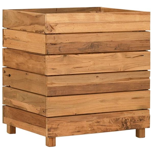 vidaXL Ζαρντινιέρα Υπερυψωμένη 50x40x55 εκ. Ανακυκλ. Ξύλο Teak/Ατσάλι