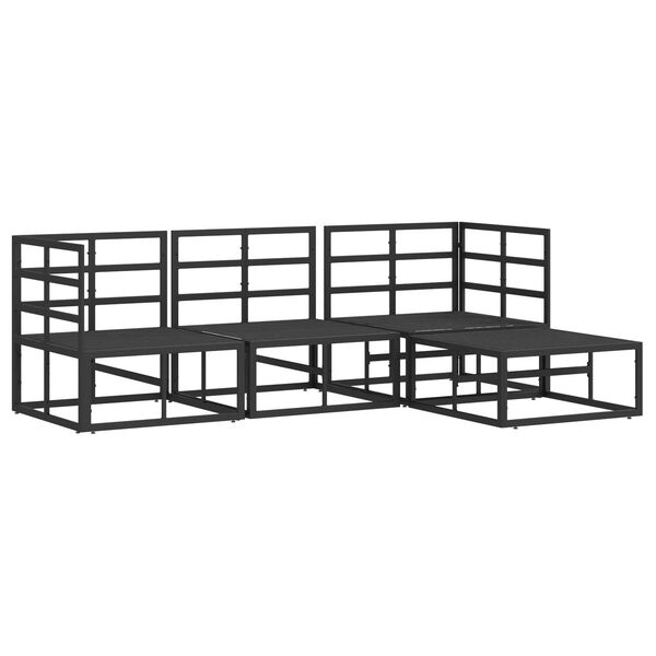 vidaXL Σετ Καναπέ Κήπου 4 pcs Μαύρο 213 x 141.5 x 71 εκ Αλουμίνιο