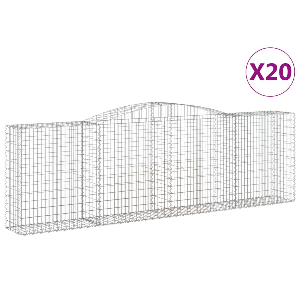 vidaXL Συρματοκιβώτια Τοξωτά 20 τεμ. 400x50x120/140 εκ. Γαλβαν. Ατσάλι