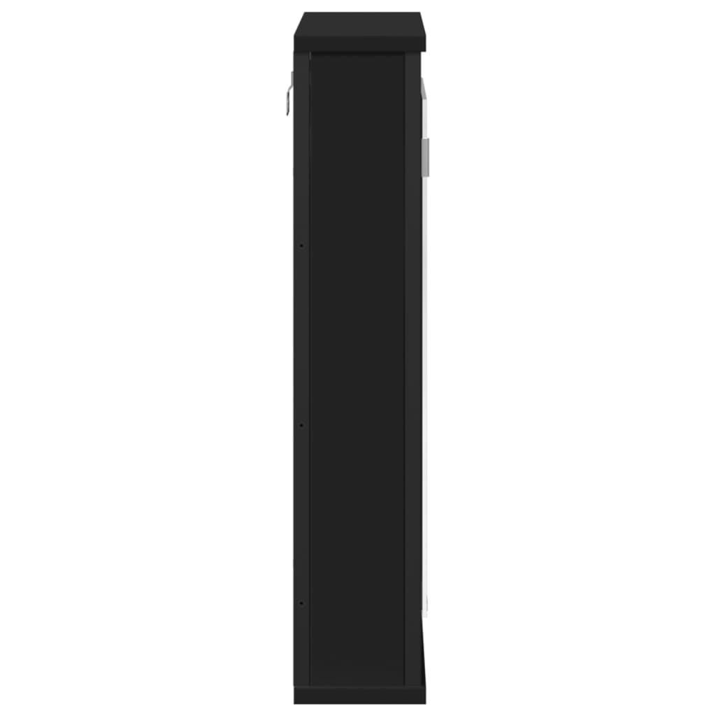 vidaXL Καθρέφτης Μπάνιου με Ντουλάπι Μαύρος 42x12x60 εκ. Επεξ. Ξύλο